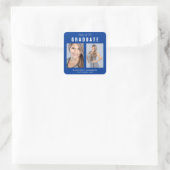Blauw en wit Afstuderen Foto Collage Vierkante Sticker (Tas)