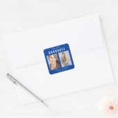 Blauw en wit Afstuderen Foto Collage Vierkante Sticker (Envelop)