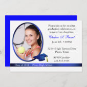 Blauw en wit Afstuderen Uitnodiging voor fotofeest (Voorkant / Achterkant)