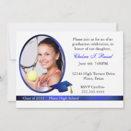 Blauw en wit Afstuderen Uitnodiging voor fotofeest