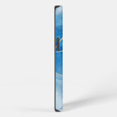 Blauw en wit Agate Marble Abstracte Name Monogram iPhone Hoesje (Rechterkant)