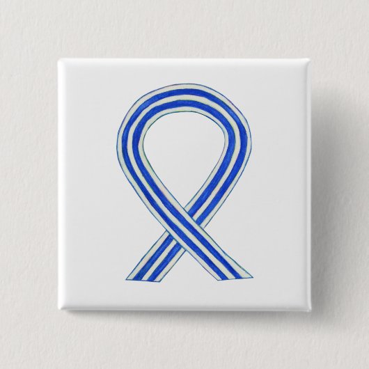 Blauw en wit ALS lint bewustzijn aangepaste speld Vierkante Button 5,1 Cm (Voorkant)
