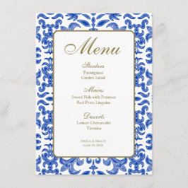 Blauw en Wit Amalfi Stijl Bruiloft Menu