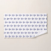 Blauw en wit anker bad handdoek (Handdoek)