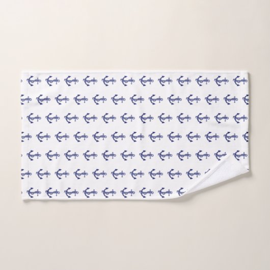 Blauw en wit anker bad handdoek (Handdoek)