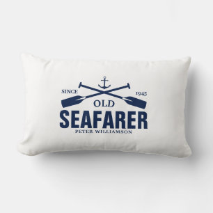 Blauw en wit, Anker en Paddles, Nautisch Kussen