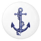 Blauw en wit anker keramische knop (Voorkant)