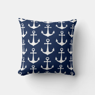 Blauw en wit anker Patroon Nautical Boat Pool Kussen