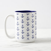 Blauw en wit anker tweekleurige koffiemok (Links)