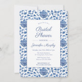 Blauw en wit Antiek Vrijgezellenfeest Kaart (Voorkant)