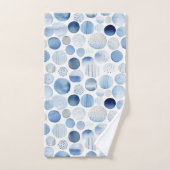 Blauw en Wit Aquarel Abstracte Cirkels Modern Bad Handdoek (Handdoek)