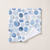 Blauw en Wit Aquarel Abstracte Cirkels Modern Bad Handdoek (Wasdoekje)