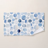 Blauw en Wit Aquarel Abstracte Cirkels Modern Bad Handdoek (Handdoek)
