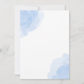 Blauw en Wit Aquarel Baby Shower Kaart (Achterkant)