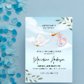 Blauw en Wit Aquarel Baby Shower Kaart