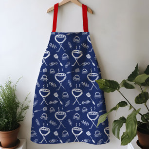 Blauw en wit aquarel BBQ-schort Schort