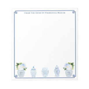 Blauw en Wit Aquarel Chinoiserie Persoonlijk Gesch Notitieblok