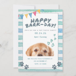 Blauw en wit aquarel puppy honden verjaardagsfeest kaart