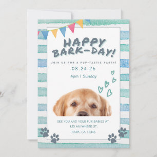 Blauw en Wit Aquarel Puppy Honden Verjaardagsfeest Kaart