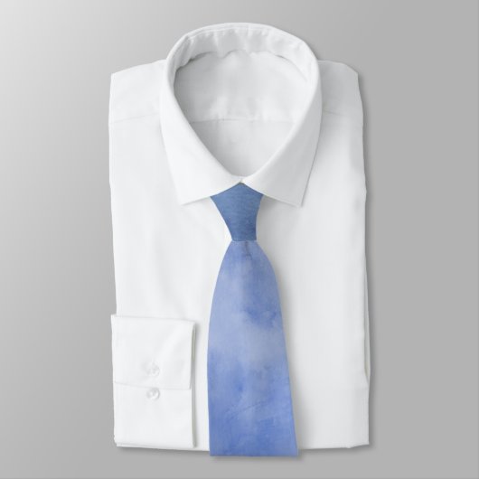 Blauw en Wit Aquarel Stropdas (Gebonden)