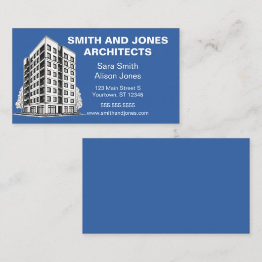 Blauw en wit Architecten Ontwikkelaars Onroerend g Visitekaartje (Voorkant / Achterkant)