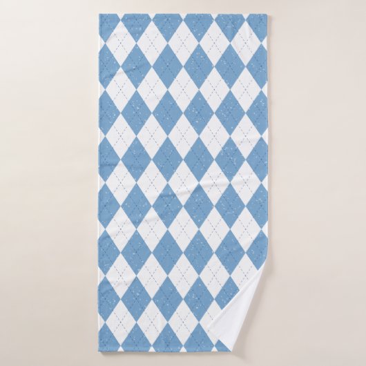 Blauw en wit argyle diamant geometrisch patroon badhanddoek (Badhanddoek)