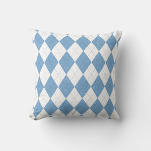 Blauw en wit argyle-diamantpatroon kussen