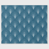 Blauw en wit art-deco naadloos patroon 2 cadeaupapier (Vlak)