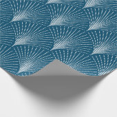 Blauw en wit art-deco naadloos patroon 2 cadeaupapier (Hoek)