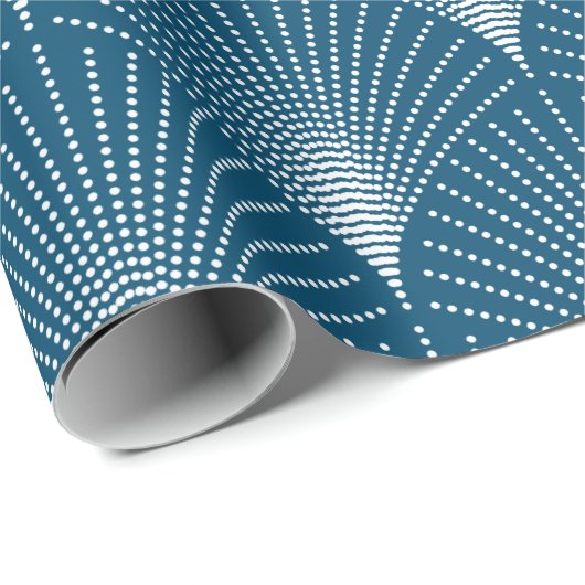 Blauw en wit art-deco naadloos patroon 2 cadeaupapier (Rol Hoek)