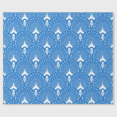 Blauw en wit art-decopatroon cadeaupapier (Vlak)