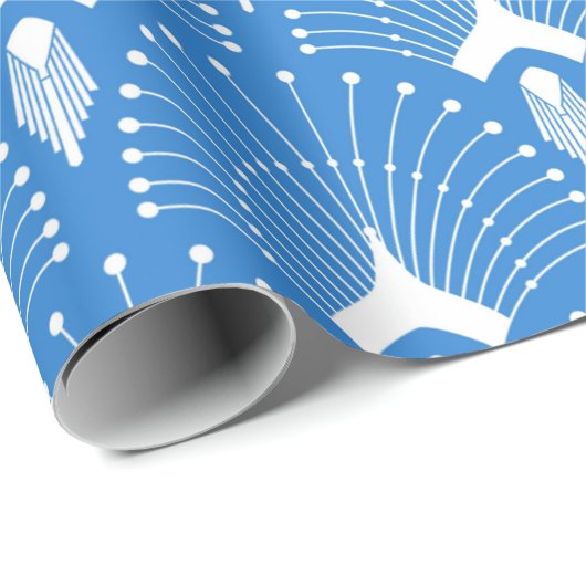 Blauw en wit art-decopatroon cadeaupapier (Rol Hoek)
