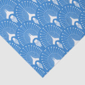 Blauw en wit art-decopatroon tissuepapier (Detail)
