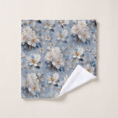 Blauw en wit Arty Gold Edge Bloemen Bad Handdoek (Wasdoekje)