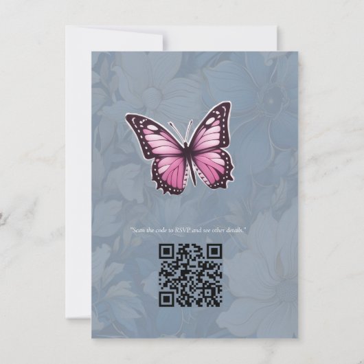 Blauw en wit Arty Gold Edge Bloemen Kaart (Achterkant)