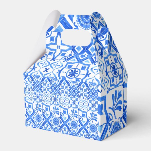 Blauw en wit Azulejo Spaans Azul Pattern Bedankdoosjes (Achterkant)