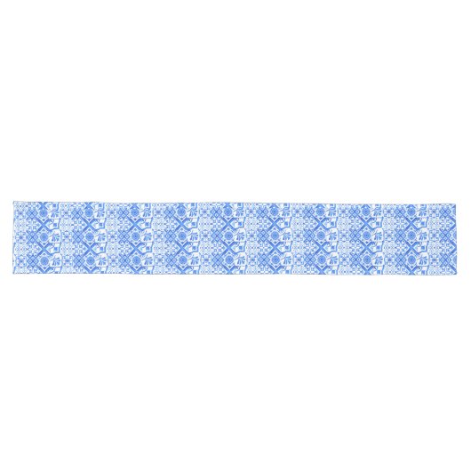 Blauw en wit Azulejo Spaans Azul Pattern Lange Tafelloper (Horizontaal)