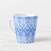 Blauw en wit Azulejo Spaans Azul Pattern Latte Mok (Linkerhoek)