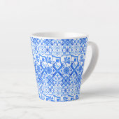 Blauw en wit Azulejo Spaans Azul Pattern Latte Mok (Rechterhoek)