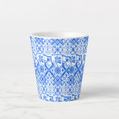 Blauw en wit Azulejo Spaans Azul Pattern Latte Mok (Voorkant)