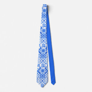 Blauw en wit Azulejo Spaans Azul Pattern Stropdas