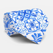 Blauw en wit Azulejo Spaans Azul Pattern Stropdas (Opgerold)