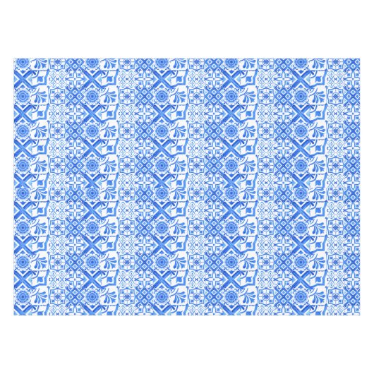 Blauw en wit Azulejo Spaans Azul Pattern Tafelkleed (Voorkant (Horizontaal))