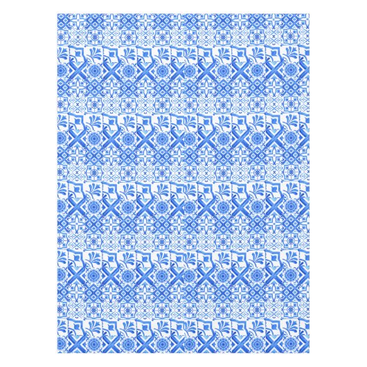 Blauw en wit Azulejo Spaans Azul Pattern Tafelkleed (Voorkant)