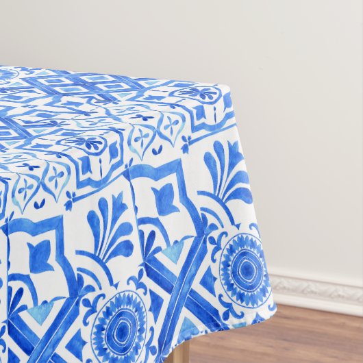 Blauw en wit Azulejo Spaans Azul Pattern Tafelkleed (Voorbeeld)