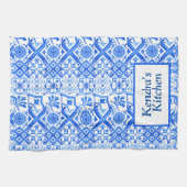 Blauw en wit Azulejo Spaans Azul Pattern Theedoek (Horizontaal)