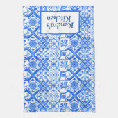 Blauw en wit Azulejo Spaans Azul Pattern Theedoek (Verticaal)
