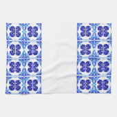 Blauw en wit Azulejos Tegel Design Theedoek (Horizontaal)