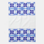 Blauw en wit Azulejos Tegel Design Theedoek (Verticaal)