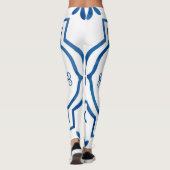 Blauw en wit Azulejos Tegel  Patroon Leggings (Achterkant)